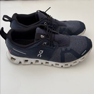 On Cloud 5 Terry Running Walking Shoes Navy Blue White Athletic Womens Size 7.5